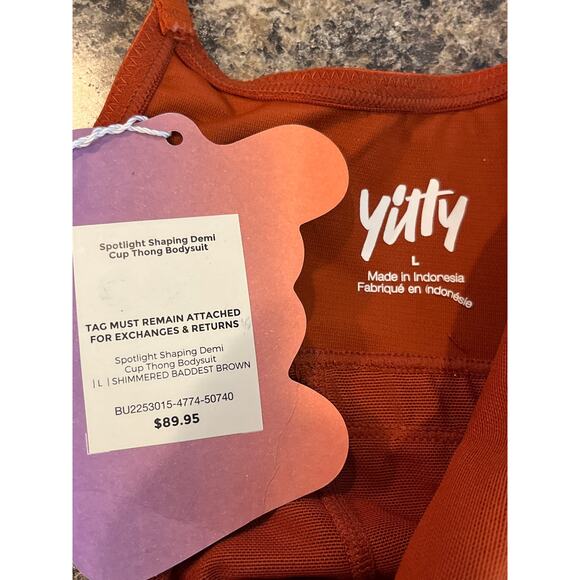 Yitty NEW Spotlight Shaping Demi Cup Thong Bodysuit Large Shimmer Baddest Brown - Picture 8 of 11